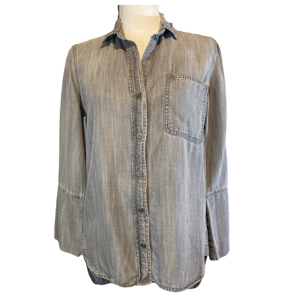 Bella Dahl Button‎ Down 100% Tencel Shirt in Chambray Gray Size XS